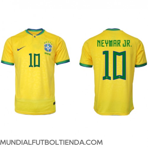 Camiseta Brasil Neymar Jr #10 Primera Equipación Replica Mundial 2022 mangas cortas